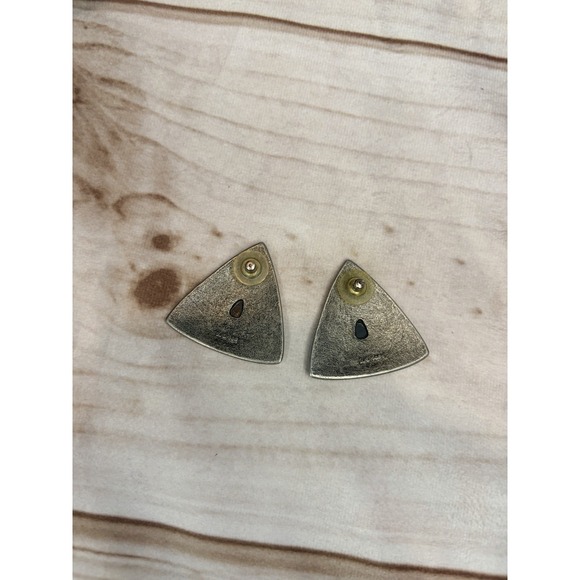 Vintage 1980s Large Triangle Statement Earrings Tribal Southwestern - Picture 3 of 4